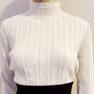 Beautiful scallop edge cable knit turtleneck